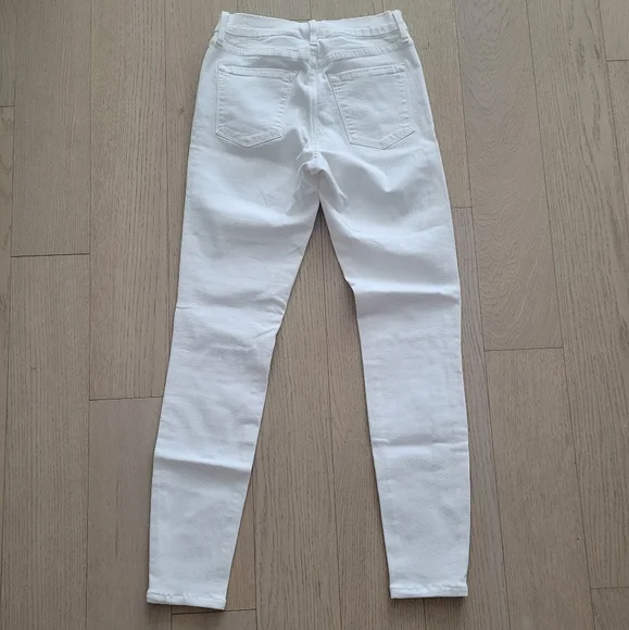 Frame Denim Women's Le Skinny De Jeanne Jeans White RARE Single Knee Rip Sz 28 - Picture 5 of 8
